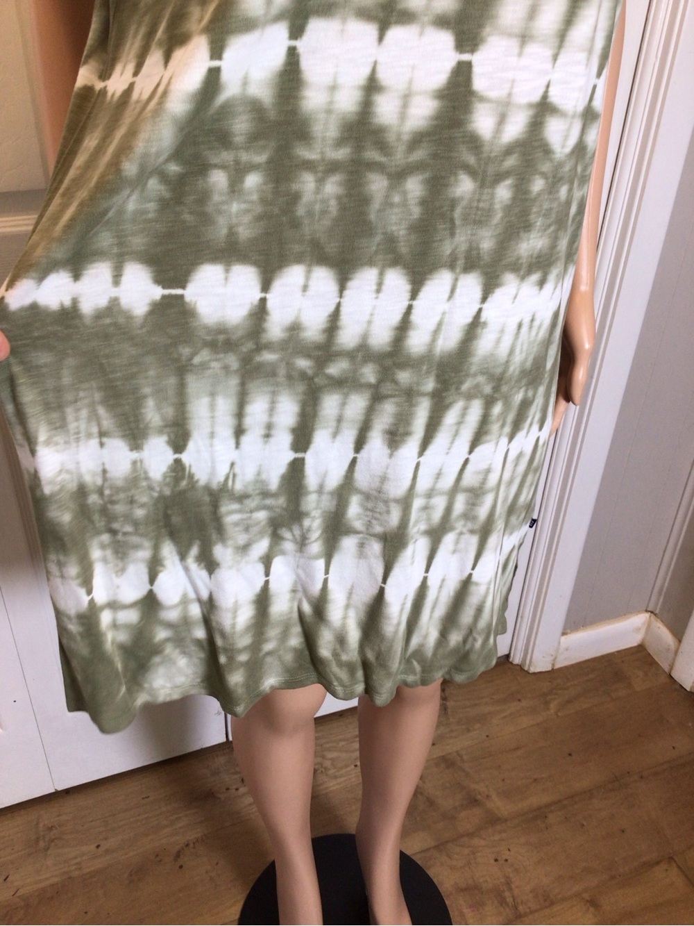 Gap Olive Green Tie Dye T Shirt Dress XL NWT Slub Jersey Above Knee Casual Boho. - Picture 3 of 8